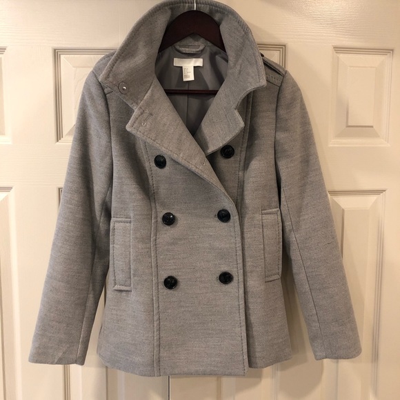H&M Grey Peacoat Jacket - 4 - Picture 1 of 6